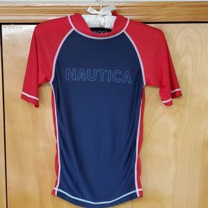 Nautica blue red rash guard medium